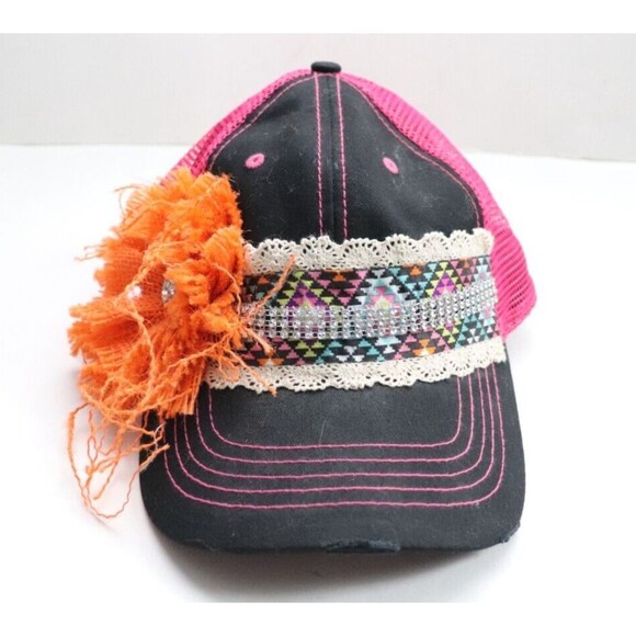 Women Hat Embroidered Flowers  Mesh‎ Baseball Caps Beaded - Picture 1 of 6